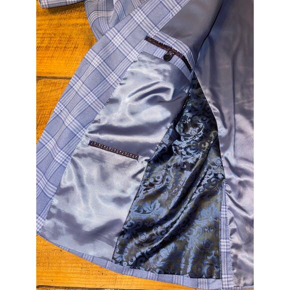 Mens The Savile Row Company Blue Plaid Spring Pockets‎ Buttons Blazer Size 44R - Picture 13 of 16